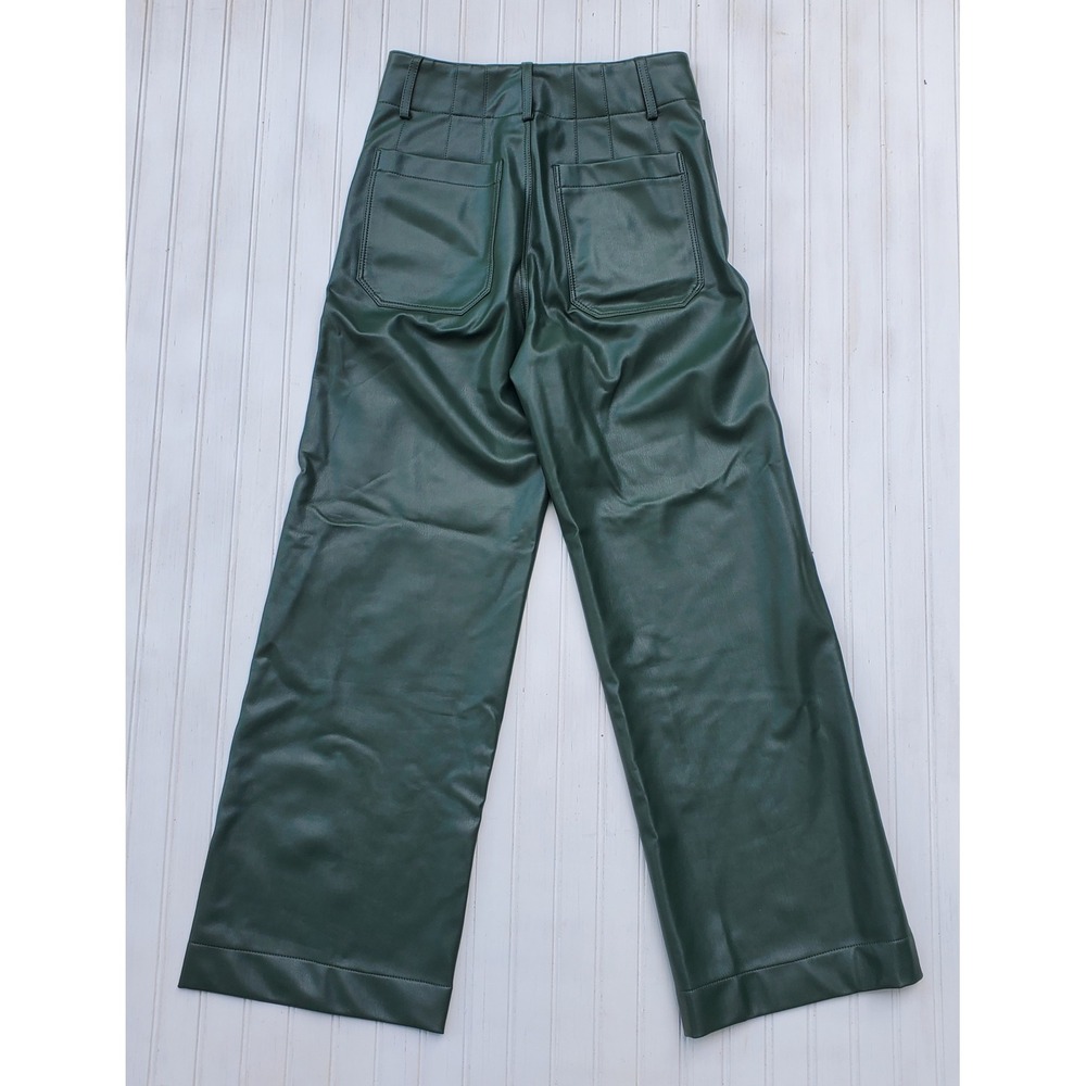 Maeve by Anthropologie The Colette Faux Leather Wide Leg Pants Green 25 - Picture 7 of 7